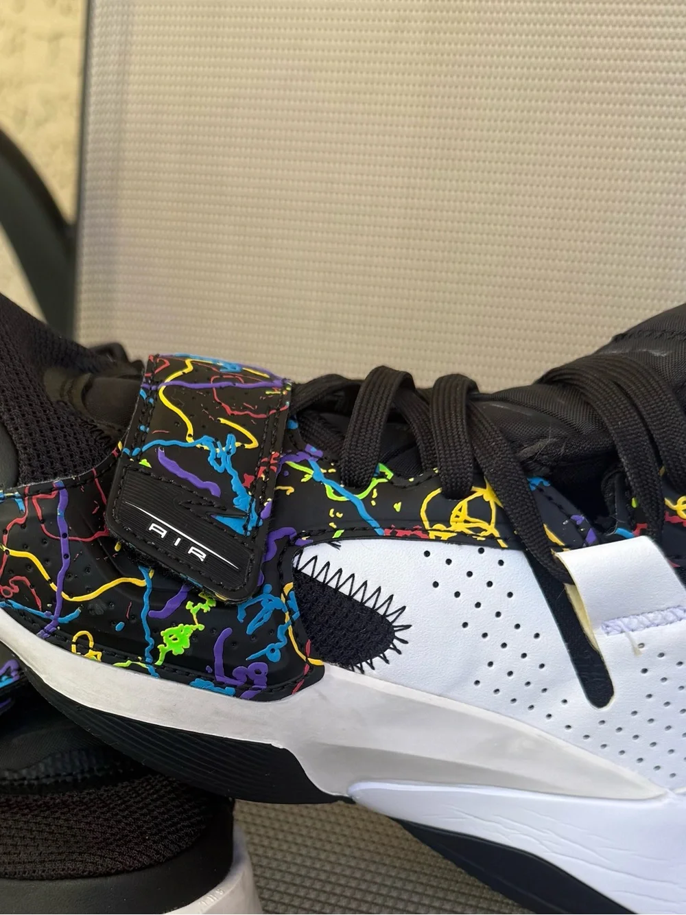 Jordan Kids Black Sneakers with Neon Multicolor Splash